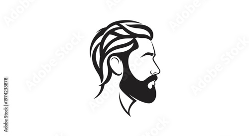 Man head profile with stylish beard and modern haircut