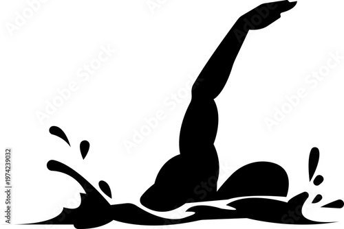 Swimming icon, swimming on water with waves symbol and hands vector icons Silhouettes, design representing swimming signs, prohibition marks and beach or pool safety guidelines. used for web page