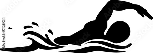 Swimming icon, swimming on water with waves symbol and hands vector icons Silhouettes, design representing swimming signs, prohibition marks and beach or pool safety guidelines. used for web page