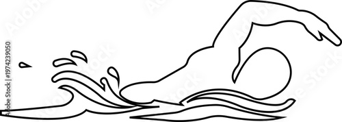 Swimming icon, swimming on water with waves symbol and hands vector icons Silhouettes, design representing swimming signs, prohibition marks and beach or pool safety guidelines. used for web page