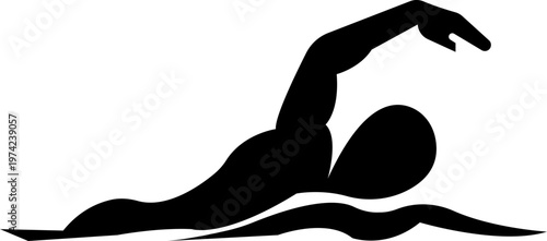 Swimming icon, swimming on water with waves symbol and hands vector icons Silhouettes, design representing swimming signs, prohibition marks and beach or pool safety guidelines. used for web page