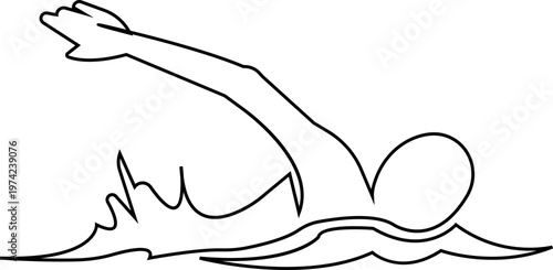 Swimming icon, swimming on water with waves symbol and hands vector icons Silhouettes, design representing swimming signs, prohibition marks and beach or pool safety guidelines. used for web page