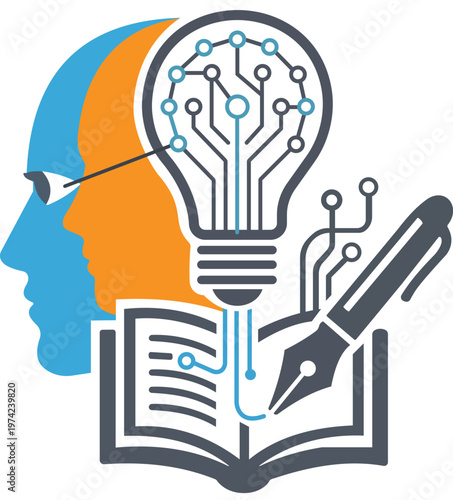 Light Bulb with Pen and Book Growing Idea Concept