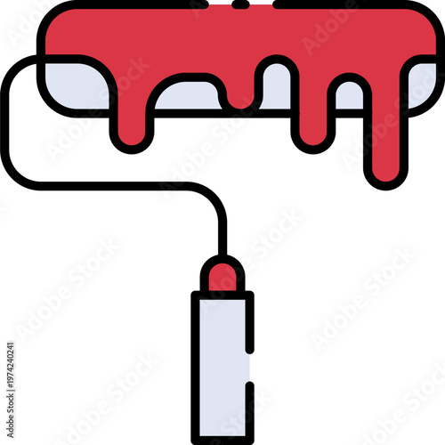 An illustration shows a paint roller with red paint dripping from it.