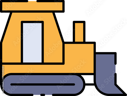 A yellow bulldozer is pushing earth in a construction site with heavy machinery