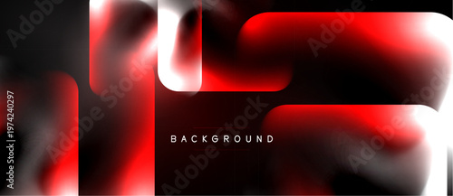 Abstract red, white gradients form dynamic shapes over black background. Text reads background. Modern design, fluid forms present.