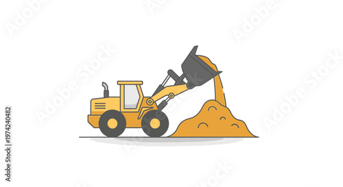 Yellow Construction Loader Machine Working.