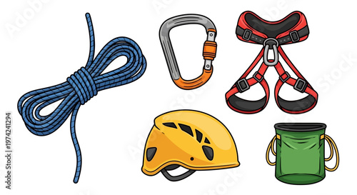Climbing equipment for rock climbing.