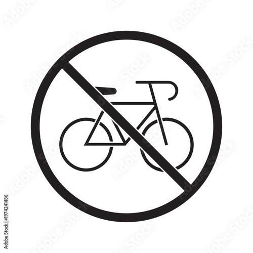 flat icon vector prohibition for bicycles