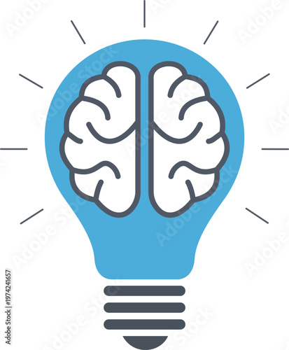 Glowing Brain Inside Light Bulb Creativity Concept