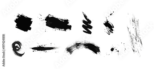 Abstract Ink Brush Swashes and Expressive Paint Drips