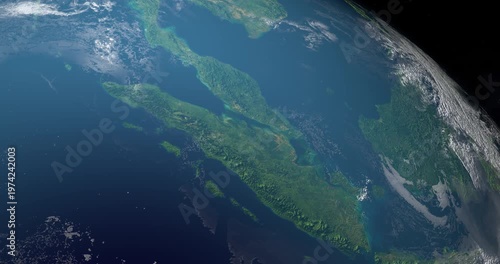Strait of Malacca in earth planet. Aerial View