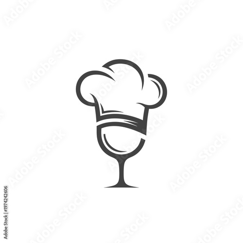 Chef hat and wine glass combined culinary logo