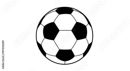 Classic black and white soccer ball on white background