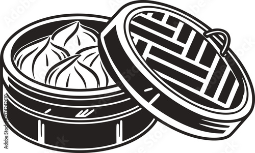 Bamboo Steamer Basket Stack for Dim Sum Cooking Traditional Chinese Food Icon