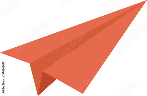 Minimalist Red Paper Plane Flying Illustration Vector