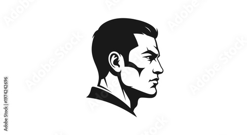 Determined man head in profile illustration