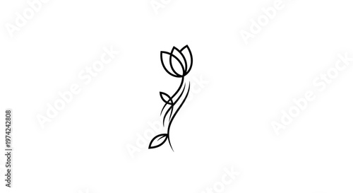 Elegant single black line art flower illustration design