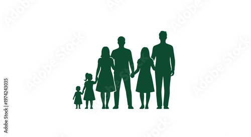Green family silhouettes showing generations and growth