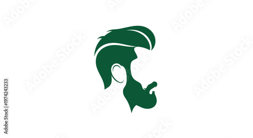 Man head silhouette with beard and classic haircut style