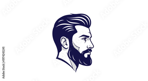 Man with beard and modern hairstyle side profile illustration