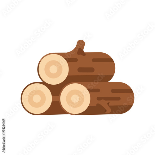 Firewood log pile vector illustration isolated on white background for camping and forestry design