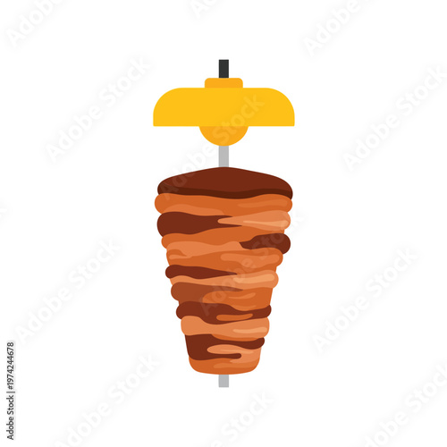 Doner Kebab Meat Skewer Vector Illustration Isolated on White Background for Fast Food Design