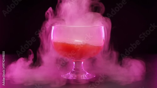 Foggy cocktail with vibrant red misty effect