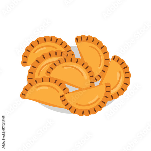 Empanadas on Plate Vector Illustration – Traditional Latin Food Clipart Isolated