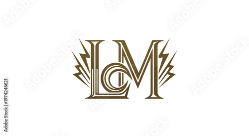 Art Deco style LM monogram with vintage intertwined letters