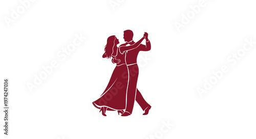 Elegant couple dancing ballroom dance silhouette icon