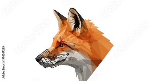Geometric low poly fox head profile vector illustration