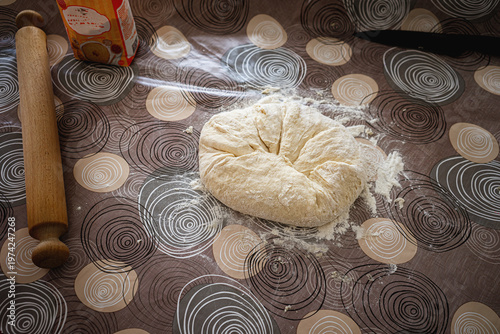 Preparing the dough for homemade bread