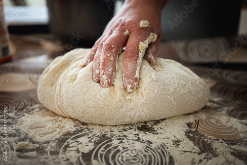 Preparing the dough for homemade bread