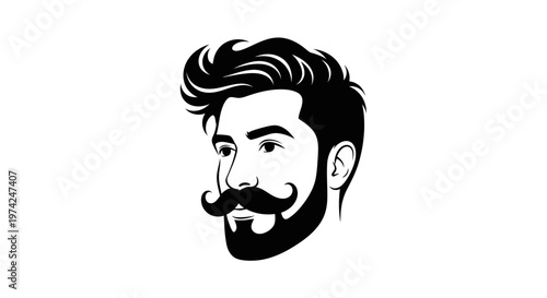 Hipster man face illustration with beard and mustache