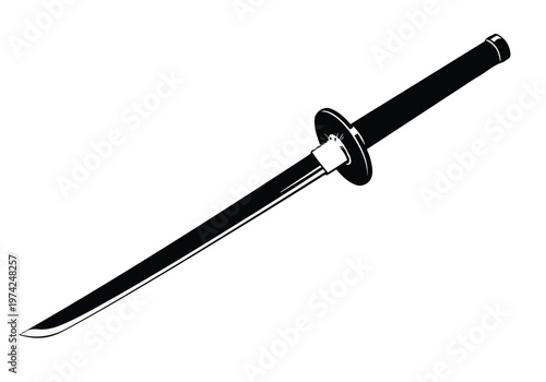 Japanese Katana Sword Illustration for Samurai Warrior and Martial Arts Design