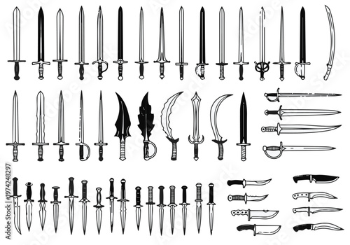 Medieval and Ancient Sword Mega Collection Vector Silhouette Icon Set