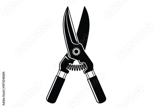Garden Pruning Shears Vector Illustration Isolated Black Bypass Secateurs Icon