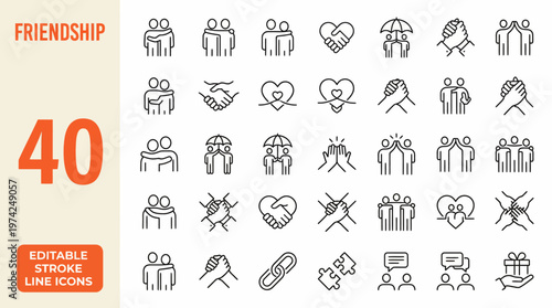 Forty Years of Friendship: A collage of 40 people icons celebrating social bonds and community.