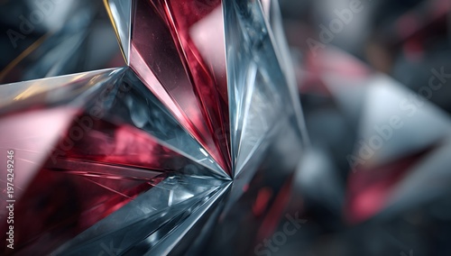 Abstract Geometric Facets with Reflective Light and Vibrant Colors.