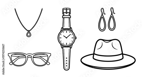 Accessories including watch and glasses 1.