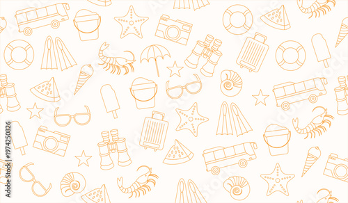 Cute beach vibes pattern background vector design