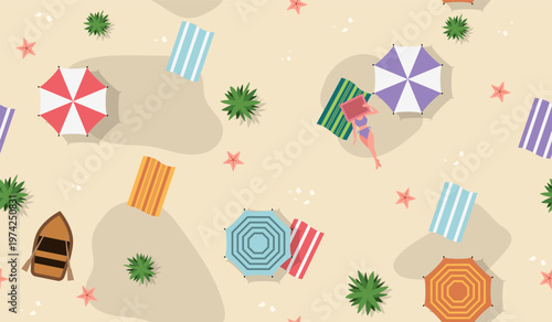 Cute beach vibes pattern background vector design