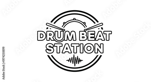 Drum beat station music logo design.