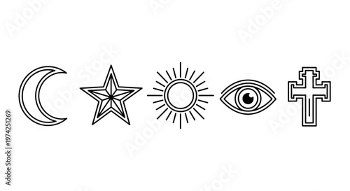 Symbols of spirituality and mysticism icons.