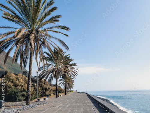 The promenade at the Atlantic Ocean of the coastal village Jadrim do Mar on the island of Madeira (Portugal)