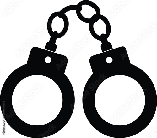 A Pair Of Handcuffs On A White Background Vector, illustration