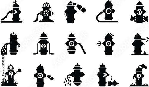 Fire Hydrant Silhouette Icon Water Valve Outline Design
