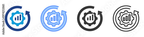 Process Optimization icon set multiple style collection