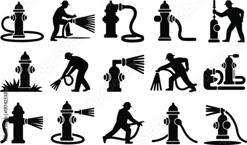 Fire Hydrant Silhouette Icon Water Valve Outline Design